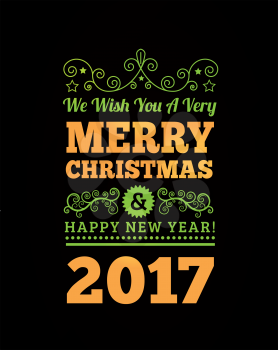 Vintage Merry Christmas and Happy New Year Background. Vector illustration