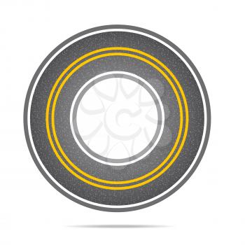Highway in a circle with asphalt texture with noise. Vector illustration