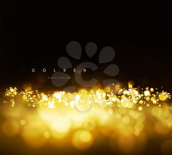 Gold background with bokeh. Vector illustration on dark background