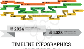 Timeline element vector infographic on white background. Can be used to compare activities or biographies