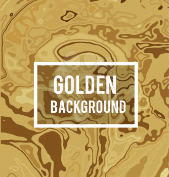 Golden vector background in marble ink style. Effect of a flowing liquid metal