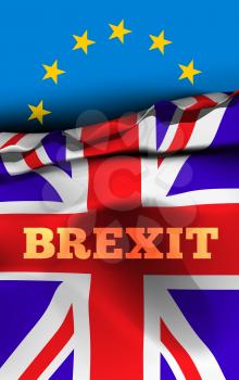 Brexit, the exit of Great Britain from the European Union. Vector illustration design with flags of UK and EU