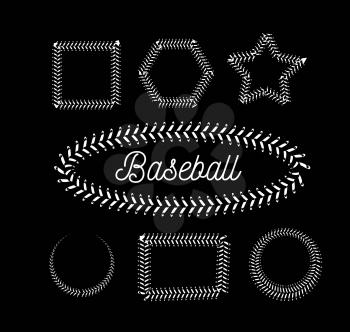 Lace from a baseball on a black background. Vector illustration