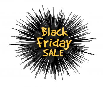 Black Friday in the form of a star drawn in the explosion in the background. Vector illustration