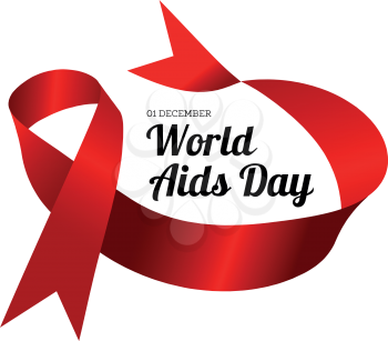 World Aids Day. Vector illustration with red ribbons on white background