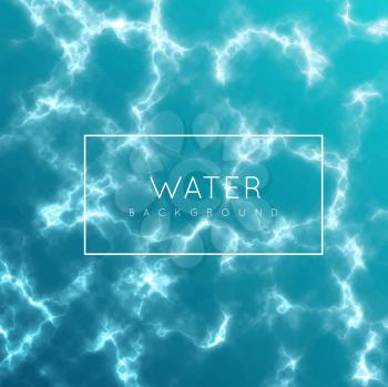The water surface of the sea, river or ocean. Vector realistic illustration of water, top view.
