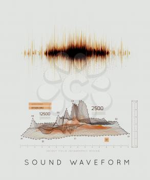 Graphic musical equalizer, sound waves, on a light gray background. Vector illustration