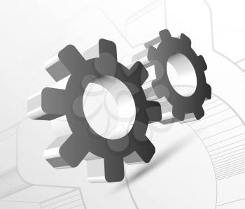 Gear with drawing vector illustration on light background