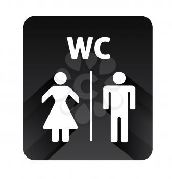 Male and Female icons vector illustartion on black background. Toilet Sign, WC sign