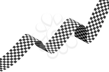 Checkered racing flag, ribbon. Vector illustration on white background