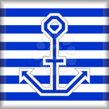 Stylized anchor on a striped background