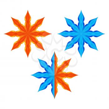 Royalty Free Clipart Image of Stars and Fire Symbols