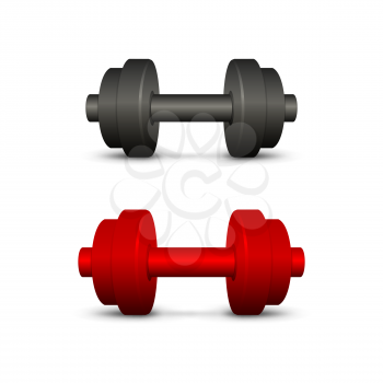 Black and red dumbbells