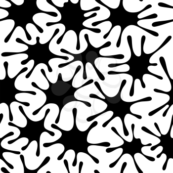 Abstract vector seamless pattern in black and white colors. Trendy texture. Hand drawn background with ink splashes. Use for fabric, pattern fills, web page background