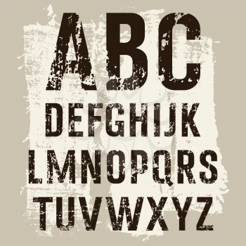 Vector alphabet with grunge effect. Uppercase