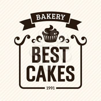 Best Cakes, vintage bakery label, vector illustration