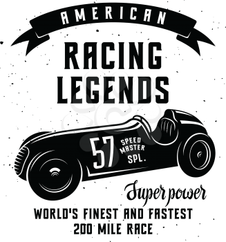 Racing Car t-shirt graphics / Speed Racer Graphic Tee / American car race vintage poster