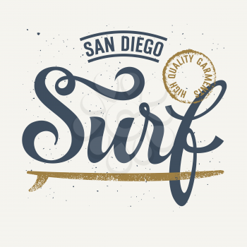 Surfing artwork / Surf handmade typography / T-shirt apparel print graphics / Original graphic Tee