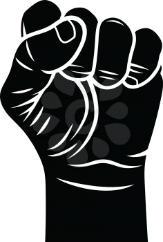 Male fist vector illustration. Fist held in protest. Revolt symbol