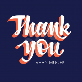 Thank You handwritten inscription. Hand drawn lettering. Thank You card with abstract geometric background. Vectors