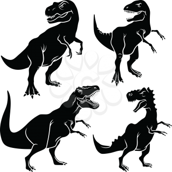 Dinosaur silhouettes set. Vectors. Tyrannosaurus