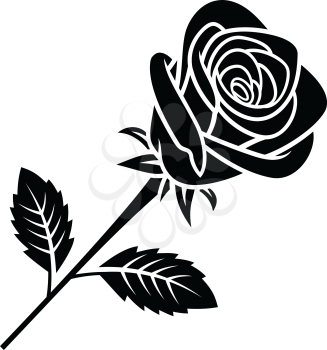 Rose silhouette isolated on white background. Use for fabric design, tattoo, pattern and decorating greeting cards, invitations