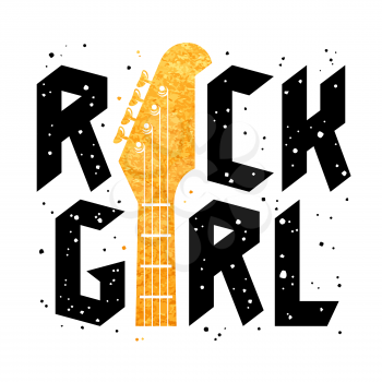 Rock typography for t-shirt apparel design. Cool Graphic Tee. Vector illustration with grunge effect and gold texture