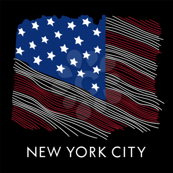 USA flag New York typography for t-shirt design. Vector illustration with grunge texture