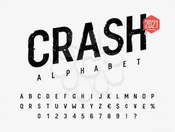 Grunge font. Rough stamp typeface. Grunge textured handmade alphabet. Vectors