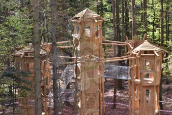 Interesting and unusual, fabulous tree house for children on a playground