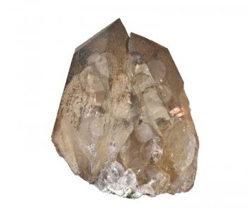 Rauchquarz gem, transparent, with a brown tint on an isolated background