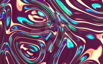 Gradient wave cloth, fluid color background, 3d rendering. Computer digital drawing.