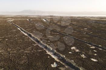 The dry land, the soil by the salt lake. Photo in Qinghai, China.