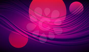 Vector Illustration Art Graphic Design, Red, Violet Colorful Background, 3D Circle Objects and Bright Transparent Flow Wave, Creative Concept Card, Banners, Posters, Cover, Flyer and Templates.