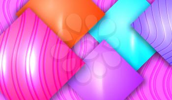 Cutout Paper Style. Pink Engraved Background Template. Purple, Violet, Turquoise, Orange Tile. Use Landing, Card, Banner, Poster, Cover, Flyer, Journal. Creative Concept 3D Art Vector Illustration.