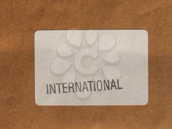 International label on air mail letter