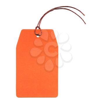 blank orange tag label for price or luggage over white background