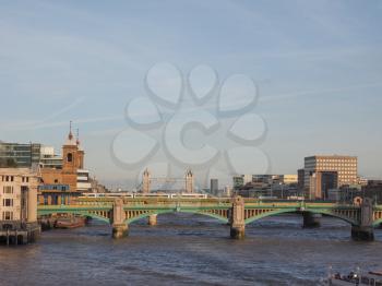 Panoramic view of River Thames in London, UK at sunset