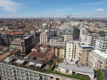 Aerial view of the skyline of the city of Milan, Italy