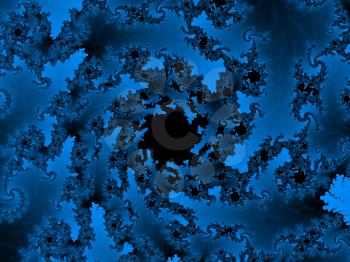 Blue Mandelbrot set abstract fractal illustration useful as a background