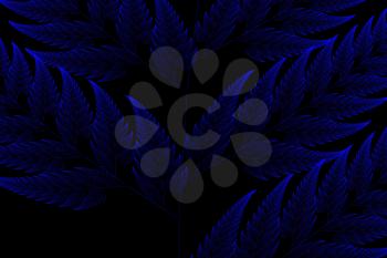Blue Barnsley set fern abstract fractal illustration useful as a background