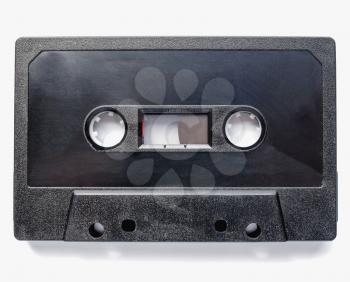 Black magnetic tape cassette for analog audio music recording