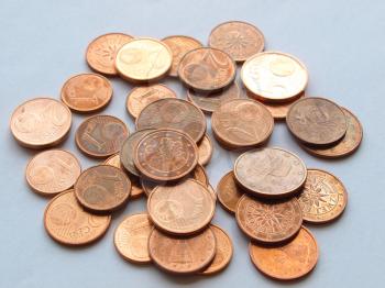 A bunch of Euro coins money (European currency)