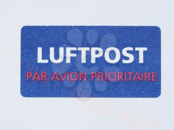 Luftpost  par avion meaning airmail label