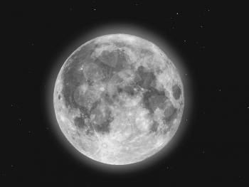 Moon with stars - seen through a telescope