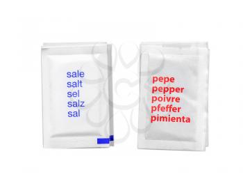 Salt and pepper bag isolated over white background