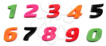Plastic toy magnetic numbers from zero to nine