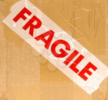 Detail of a fragile corrugated cardboard packet