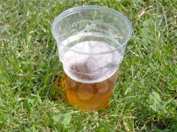 Pint of beer amidst a meadow grass