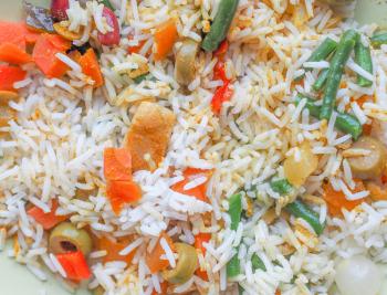 Curry rice with season vegetables vegetarian Indian food